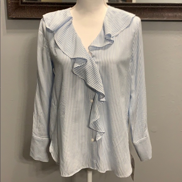 Zara Tops - NWT Zara basic striped long sleeve button shirt